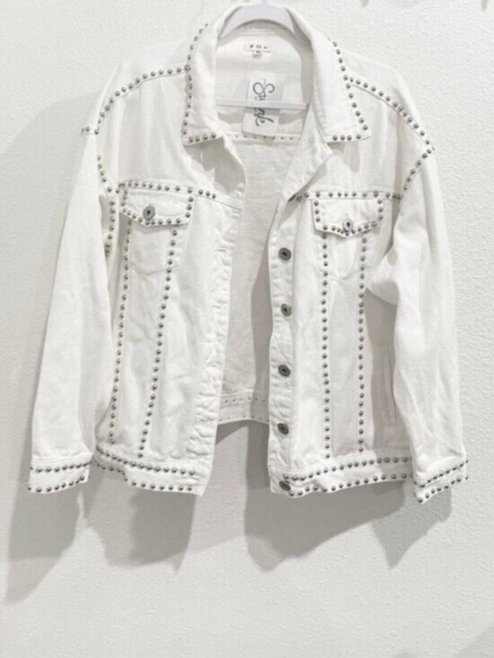 POL Studded Denim Jacket Western Country Oversized White